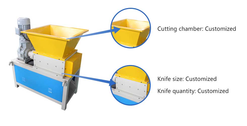 Customized small dual shaft shreddere